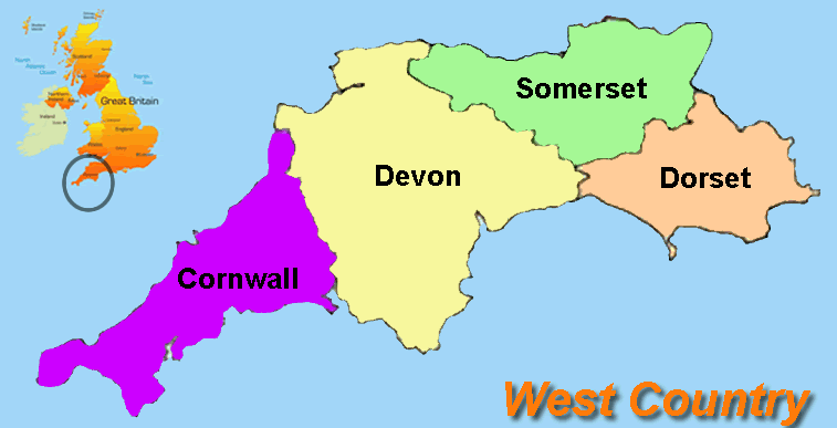 Map of the west country